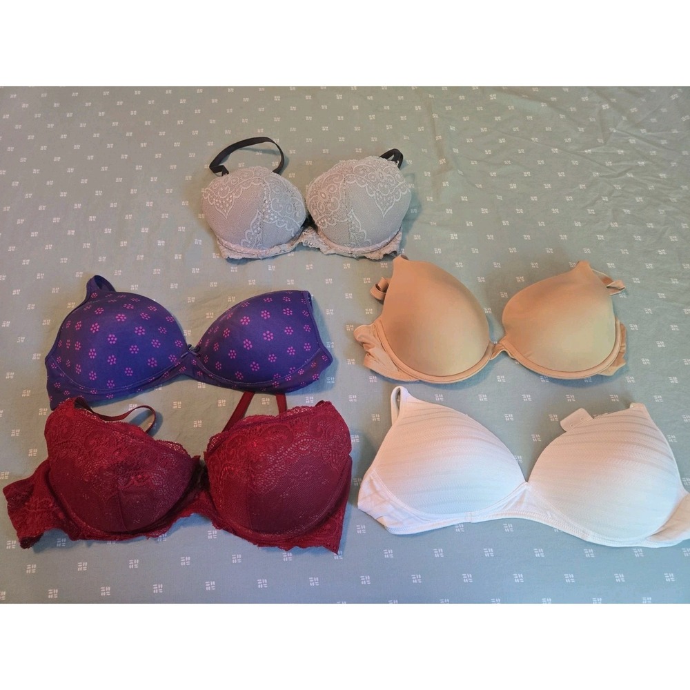 Multicolor Lace Push Up Bra Set Floral Pattern Adjustable Padded Underwire Lot 5